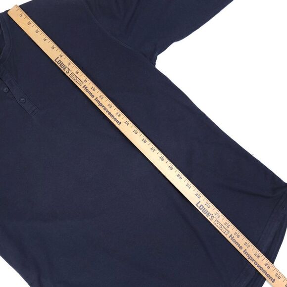 BYLT Drop Cut Long Sleeve Henley Premium Athletic Tee Shirt Navy Blue Mens Large - Picture 3 of 7